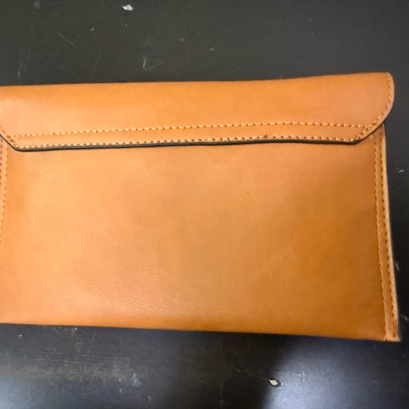 Camel Vegan Leather convertible bag for wallet, wristlet and shoulder bag - Picture 2 of 11